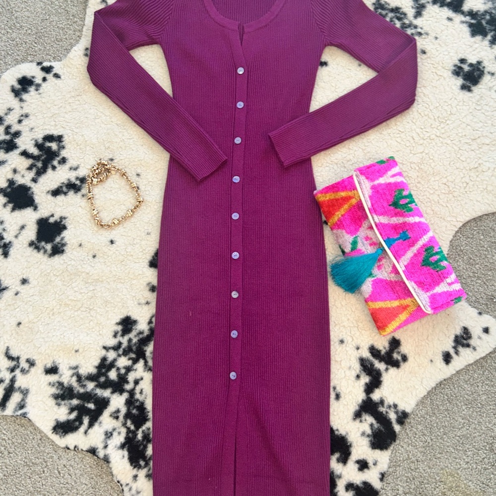 Skies Are Blue Purple Ribbed Sheath Dress